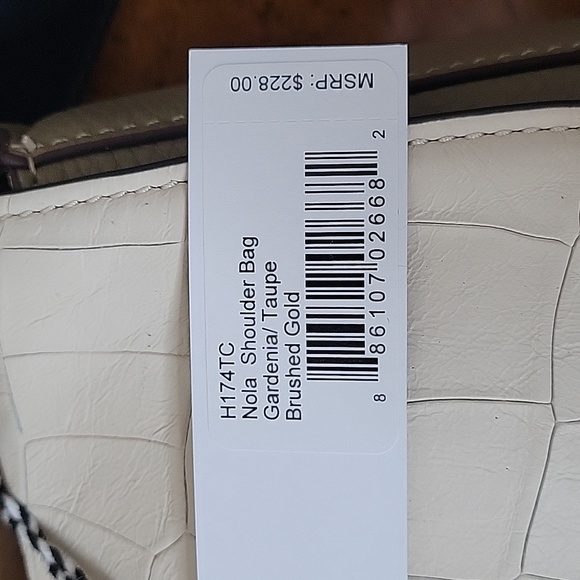 THACKER Leather Nola Shoulder/Crossbody Bag, Flap over, White/Taupe, NWT - Picture 9 of 16